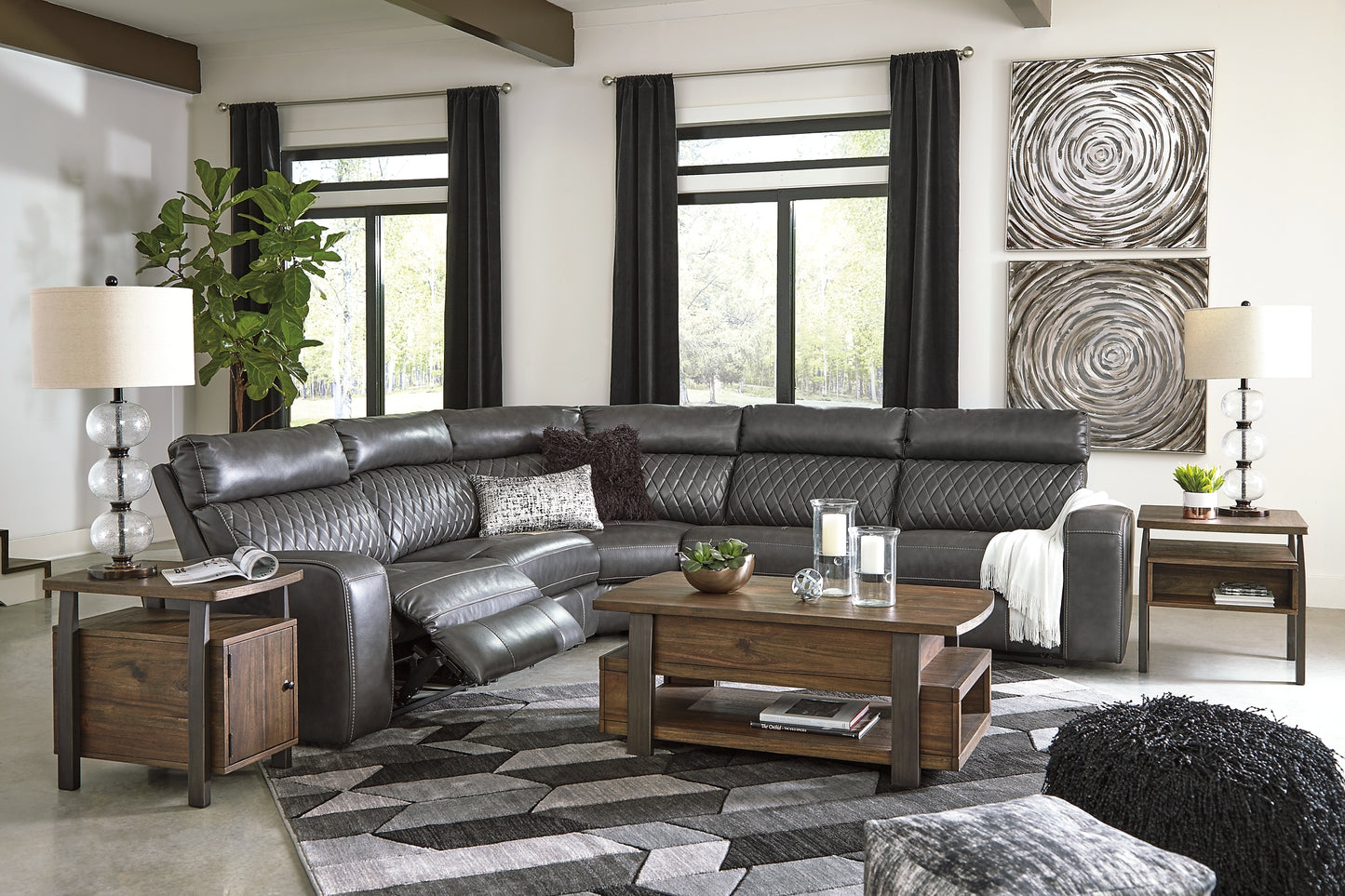 Samperstone 5-Piece Power Reclining Sectional