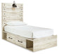 Cambeck  Panel Bed With 2 Storage Drawers With Mirrored Dresser And Chest