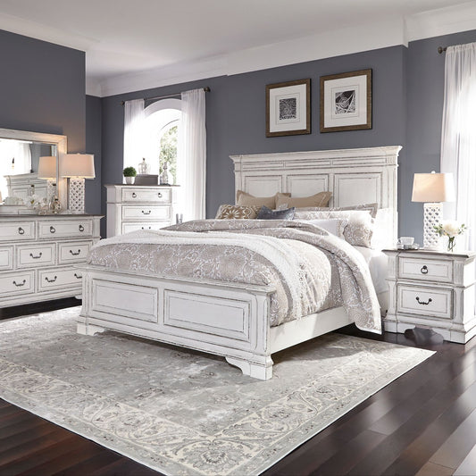 Abbey Park - King Panel Bed, Dresser & Mirror, Chest, Night Stand