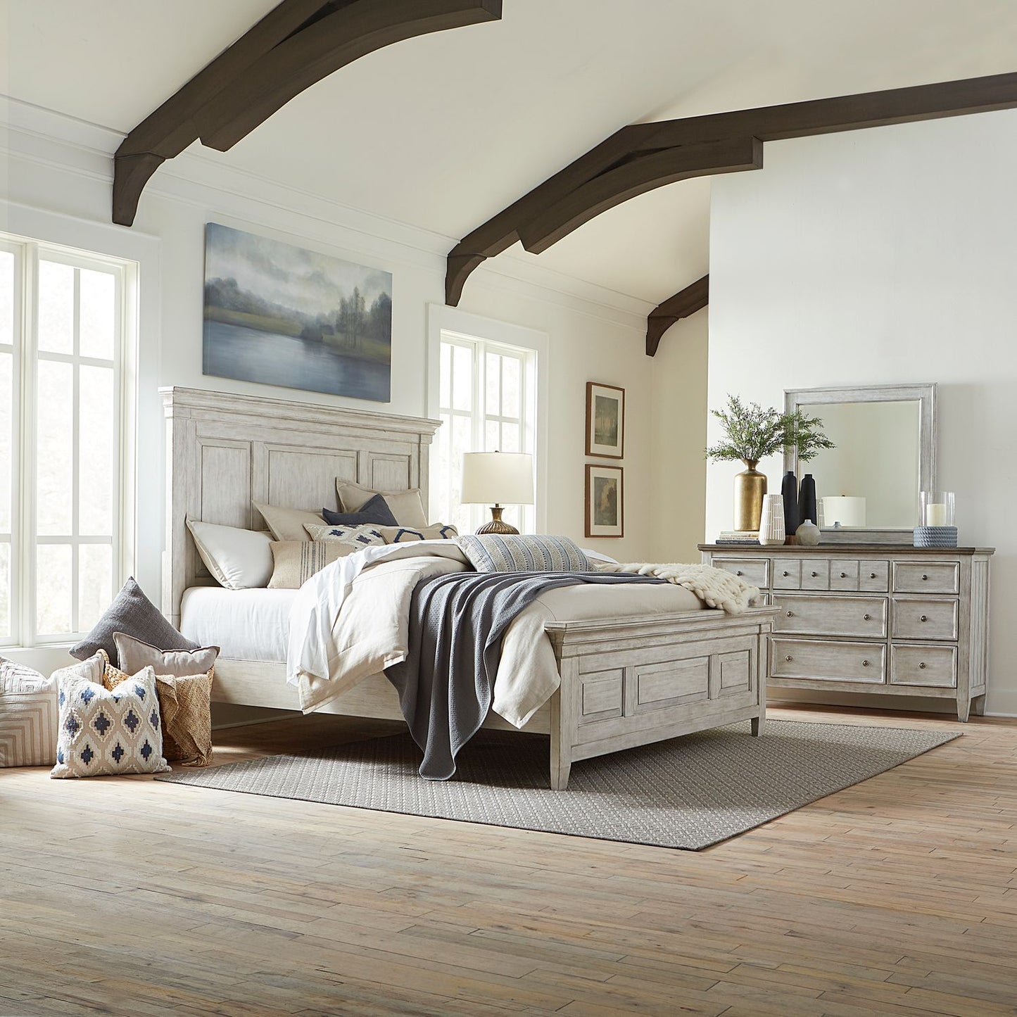 Heartland - King Panel Bed, Dresser & Mirror