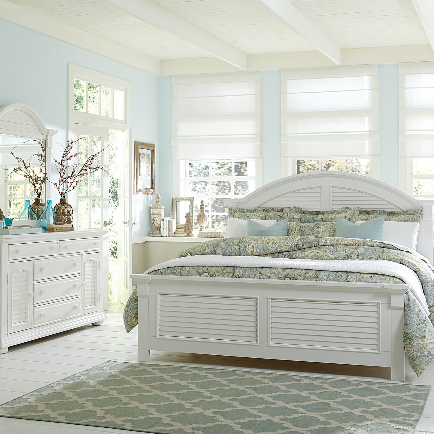 Summer House I - Queen Panel Bed, Dresser & Mirror, Night Stand