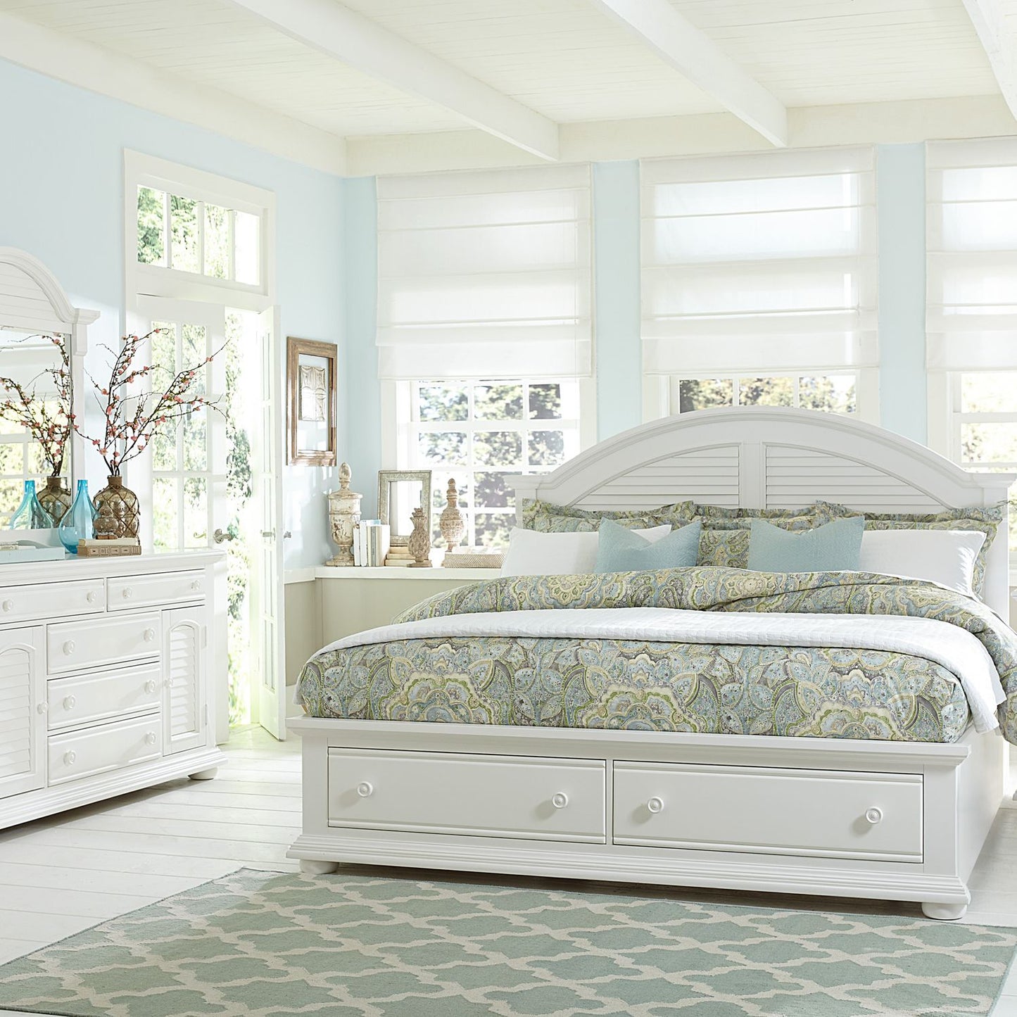 Summer House I - Queen Storage Bed, Dresser & Mirror, Chest