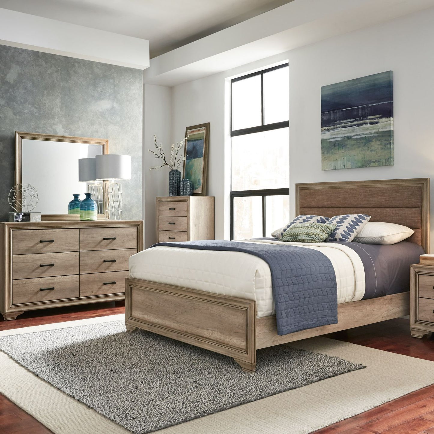 Sun Valley - Twin Uph Bed, Dresser & Mirror