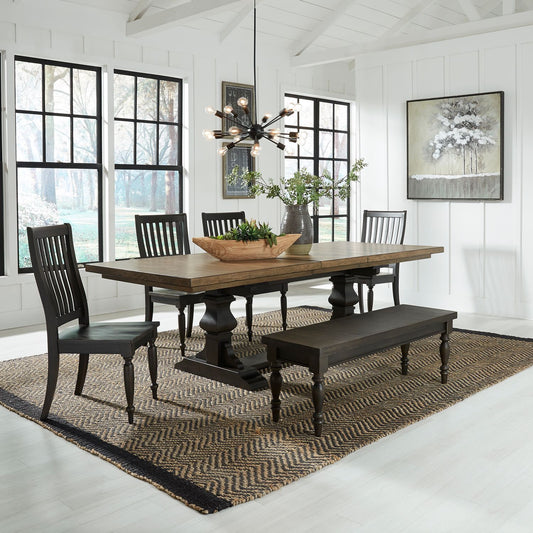 Harvest Home - 6 Piece Trestle Table Set