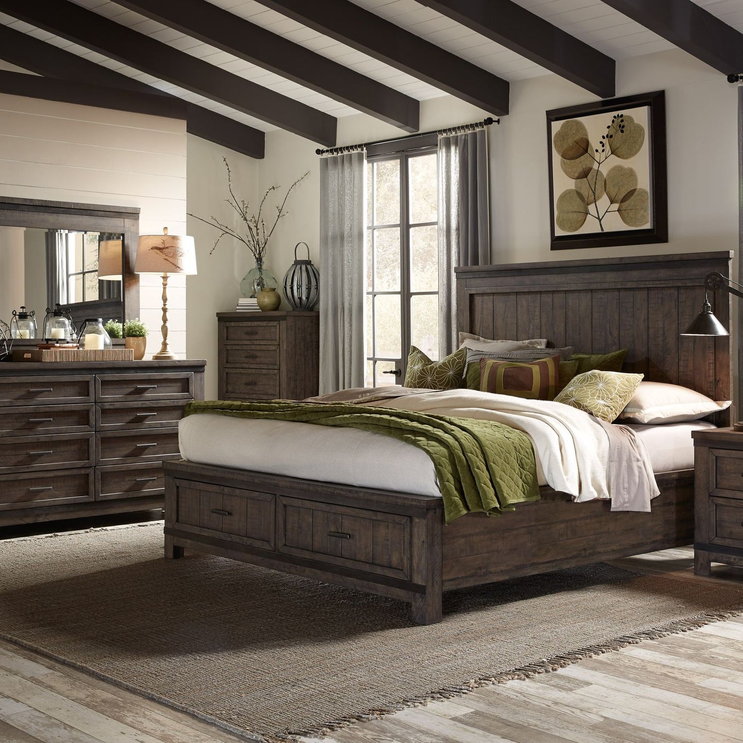 Thornwood Hills - Queen Storage Bed, Dresser & Mirror, Chest