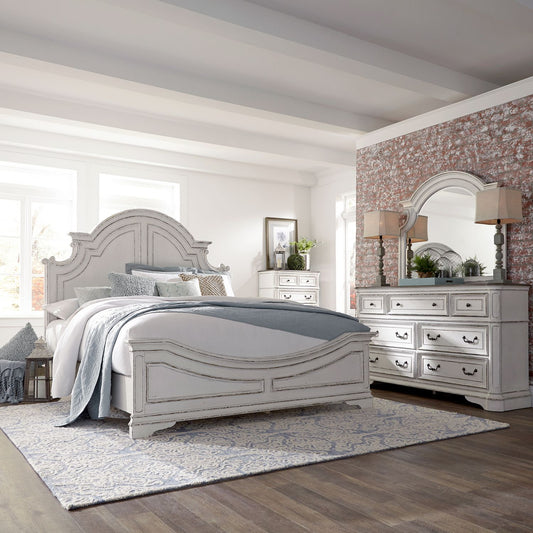 Magnolia Manor - King Panel Bed, Dresser & Mirror, Chest