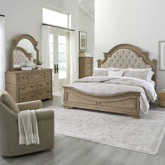 Magnolia Manor - King Uph Bed, Dresser & Mirror, Chest