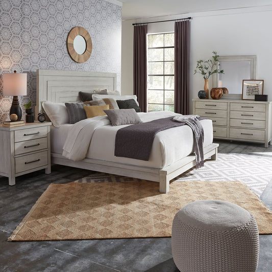 Modern Farmhouse - Queen Platform Bed, Dresser & Mirror, Night Stand