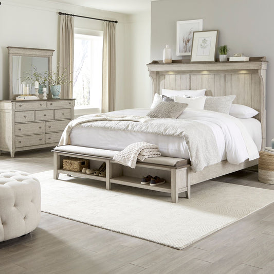 Ivy Hollow - Queen Mantle Storage Bed, Dresser & Mirror