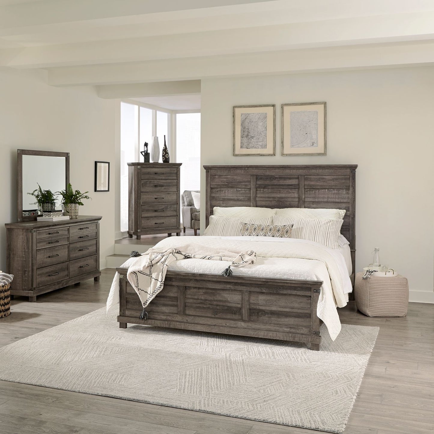 Lakeside Haven - Opt Queen Panel Bed, Dresser & Mirror, Chest