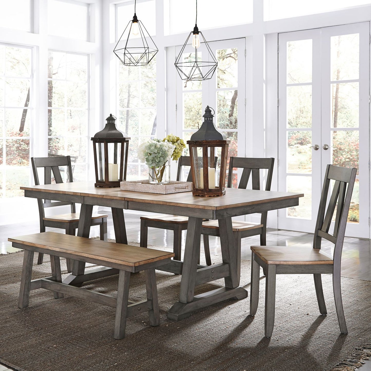 Lindsey Farm - 6 Piece Trestle Table Set