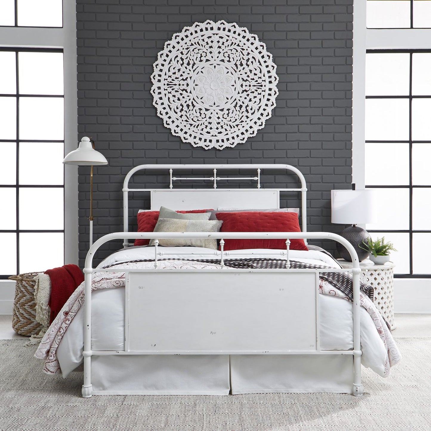 Vintage Series - King Metal Bed - Antique White