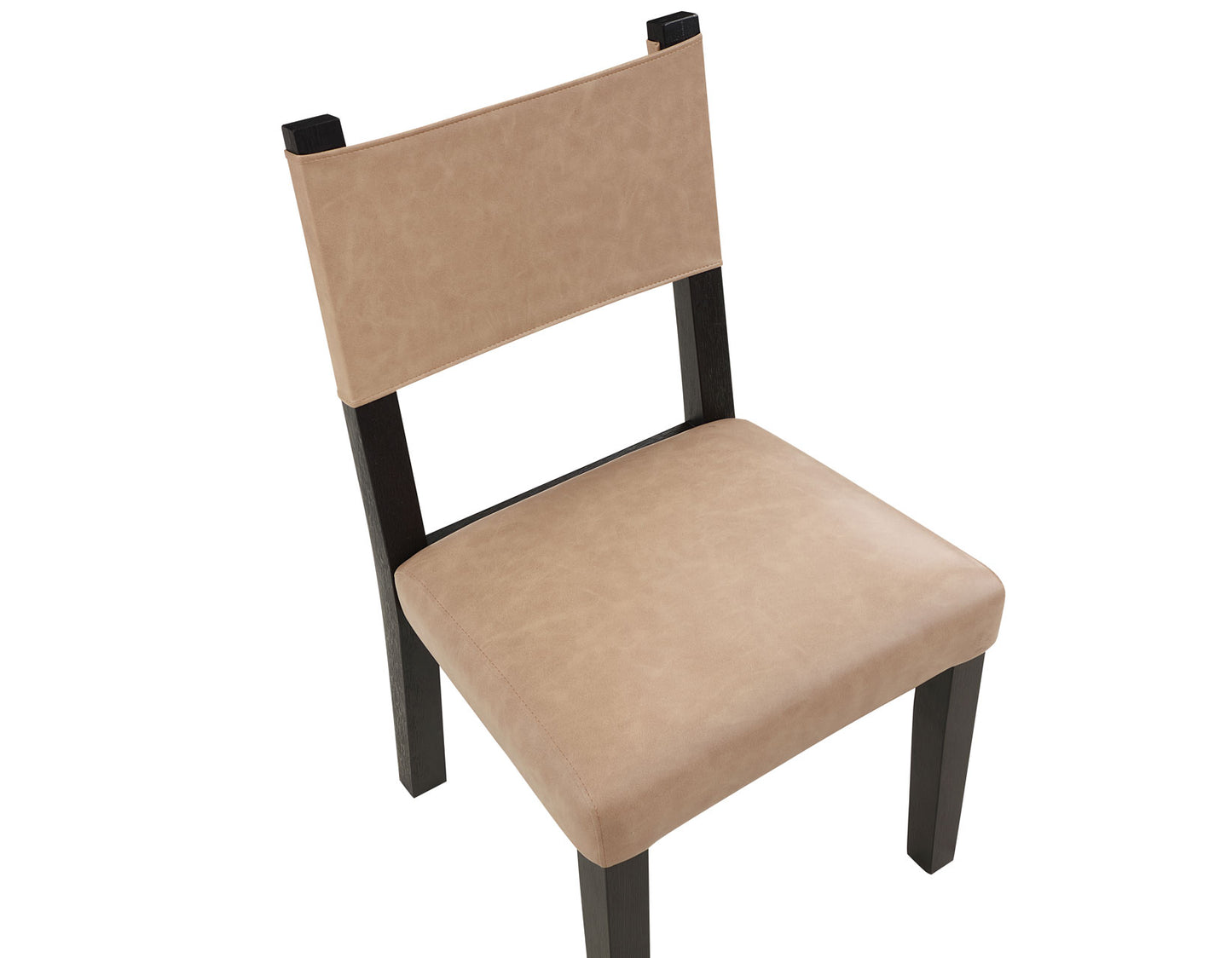 Aubrey Side Chair, Camel Vegan Leather with Black wood finish