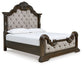 Maylee King Upholstered Bed with Mirrored Dresser, Chest and 2 Nightstands