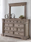 Blairhurst California King Panel Bed with Mirrored Dresser, Chest and 2 Nightstands