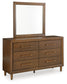 Lyncott California King Upholstered Bed with Mirrored Dresser and Nightstand