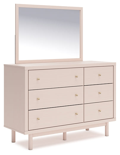 Wistenpine Full Upholstered Panel Bed with Mirrored Dresser, Chest and Nightstand