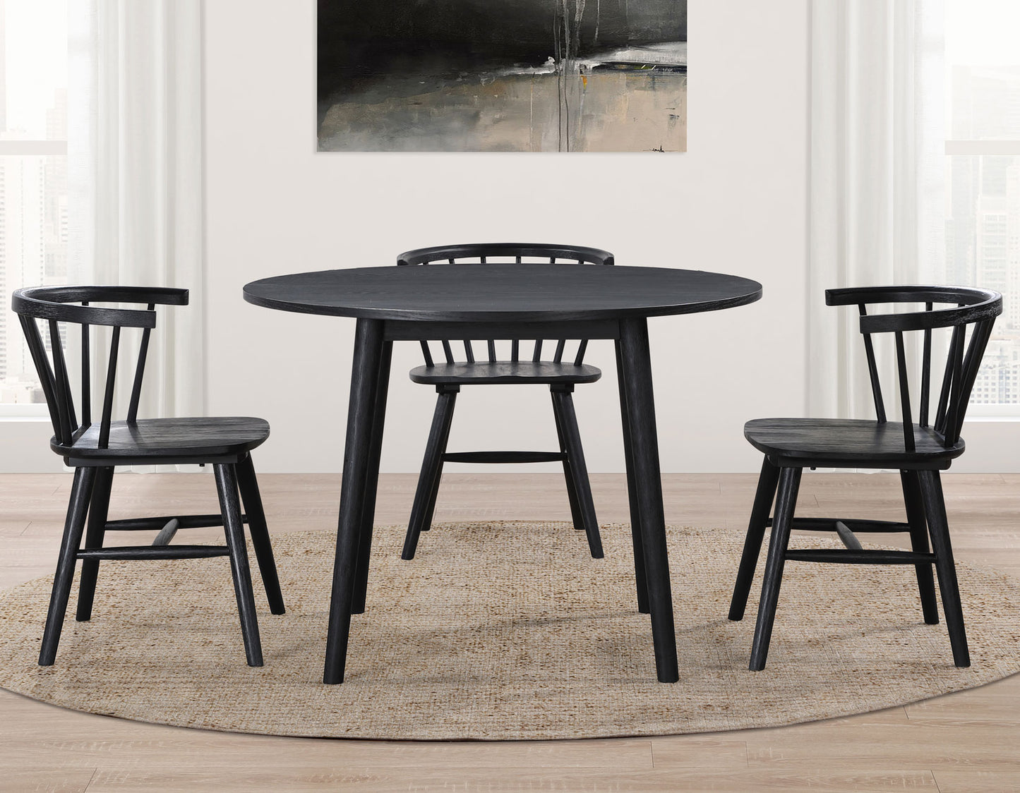 Willow 42″ Round Dining Table, Black