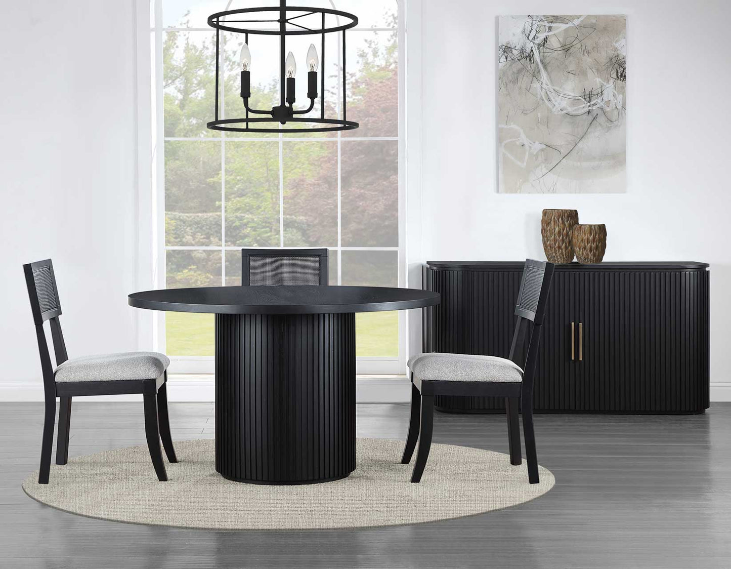 Colvin 5-Piece 52-inch Round Dining Set, Black