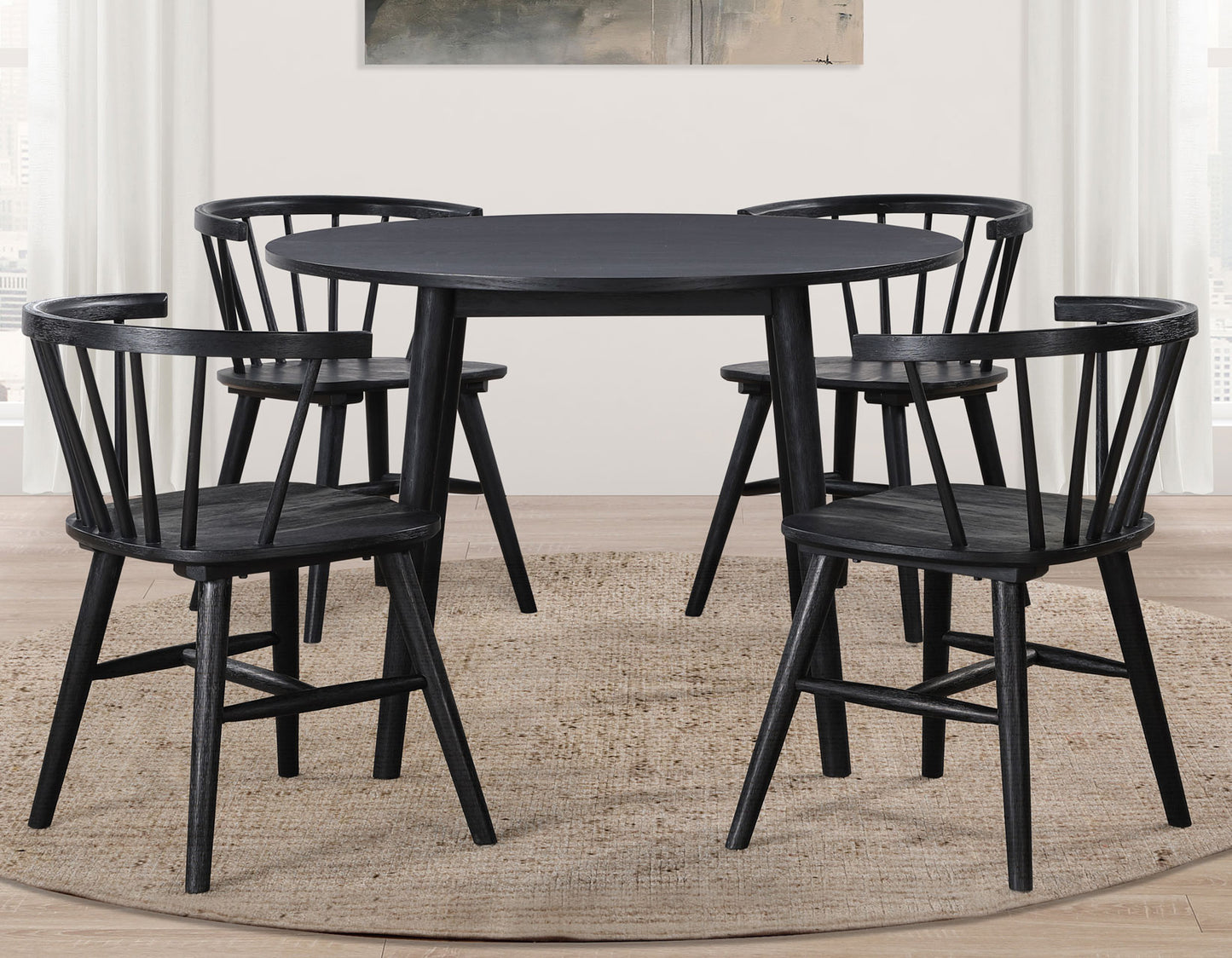 Willow 5 Piece 42-inch Round Dining Set, Black