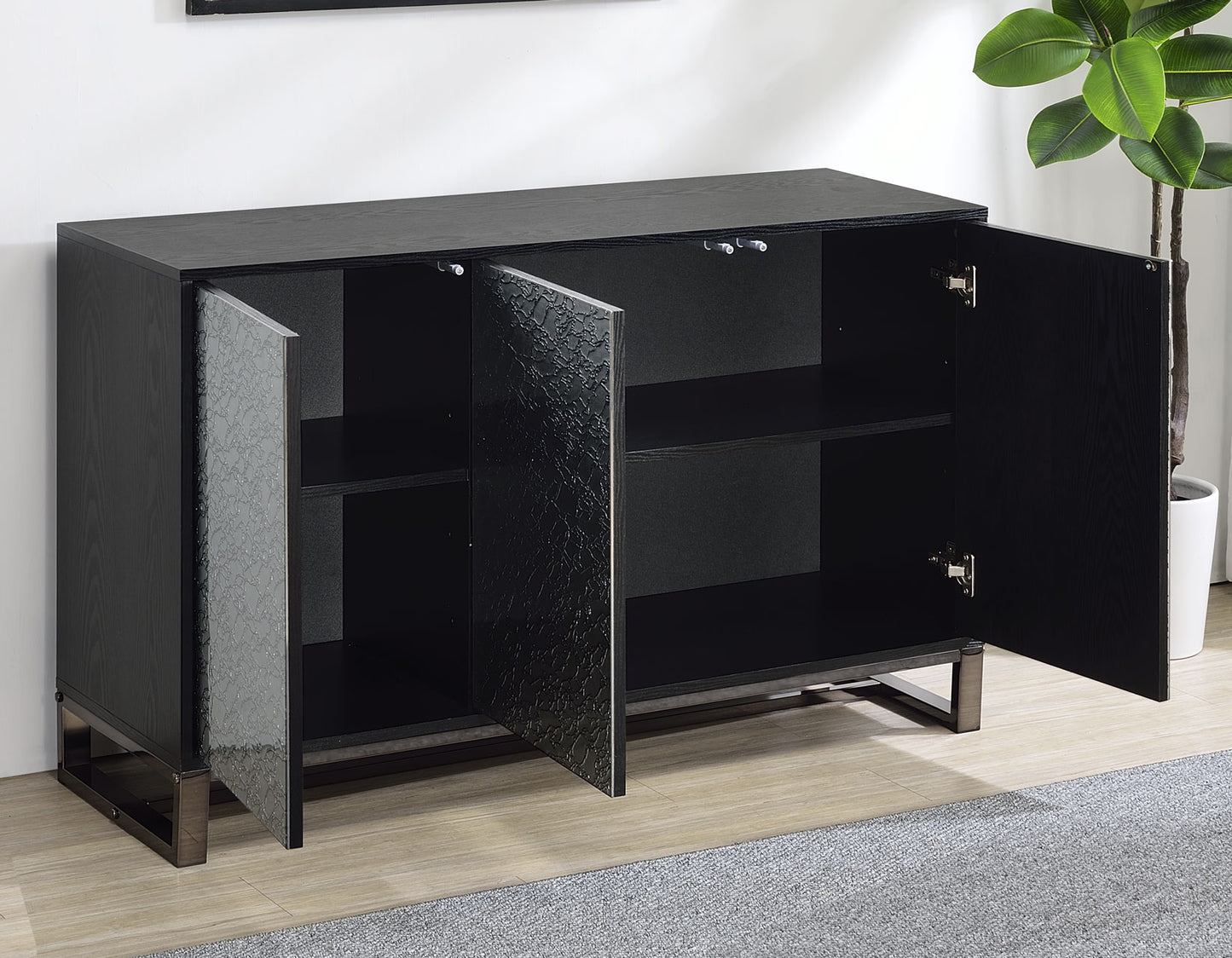 Mazie 3-Door SIdeboard with Patterned Mirror Doors