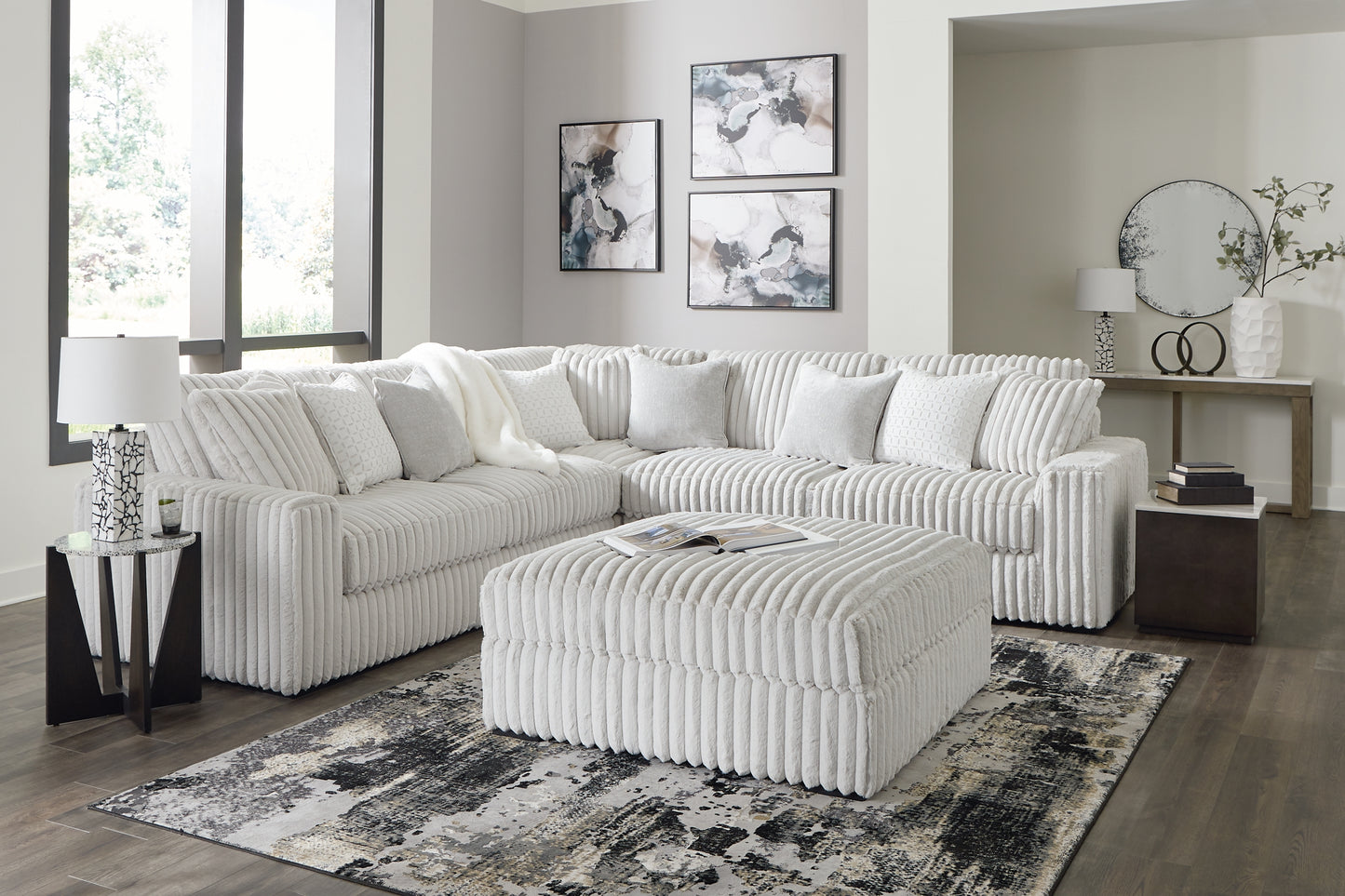 Stupendous 3-Piece Sectional with Ottoman