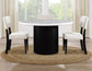 Colvin 52″ Round White Marble Dining Table, Black Finish