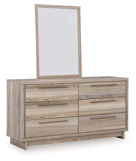 Hasbrick Queen Panel Headboard with Mirrored Dresser