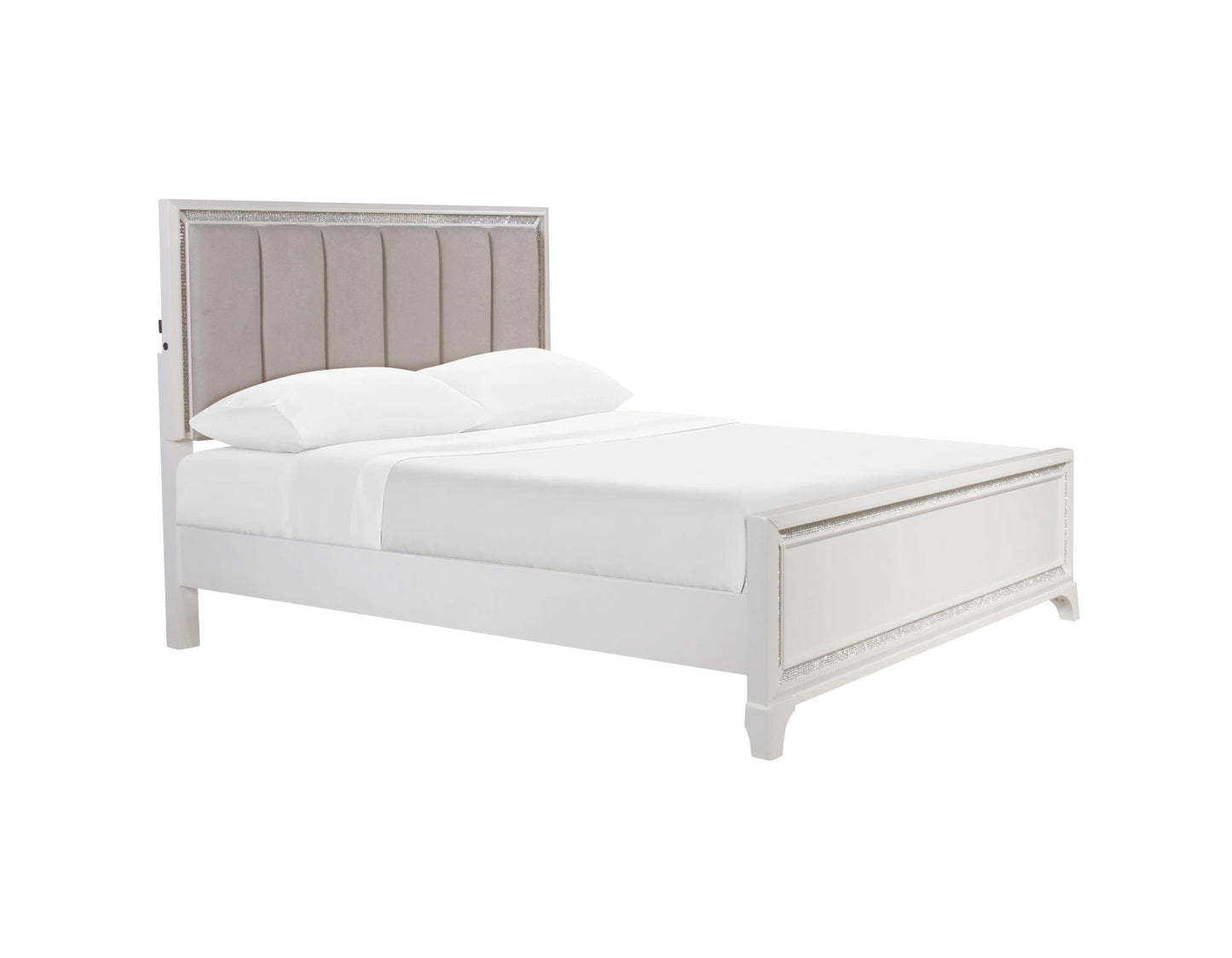 Cassie Illuminating Queen Bed, Shimmering Pearl Finish