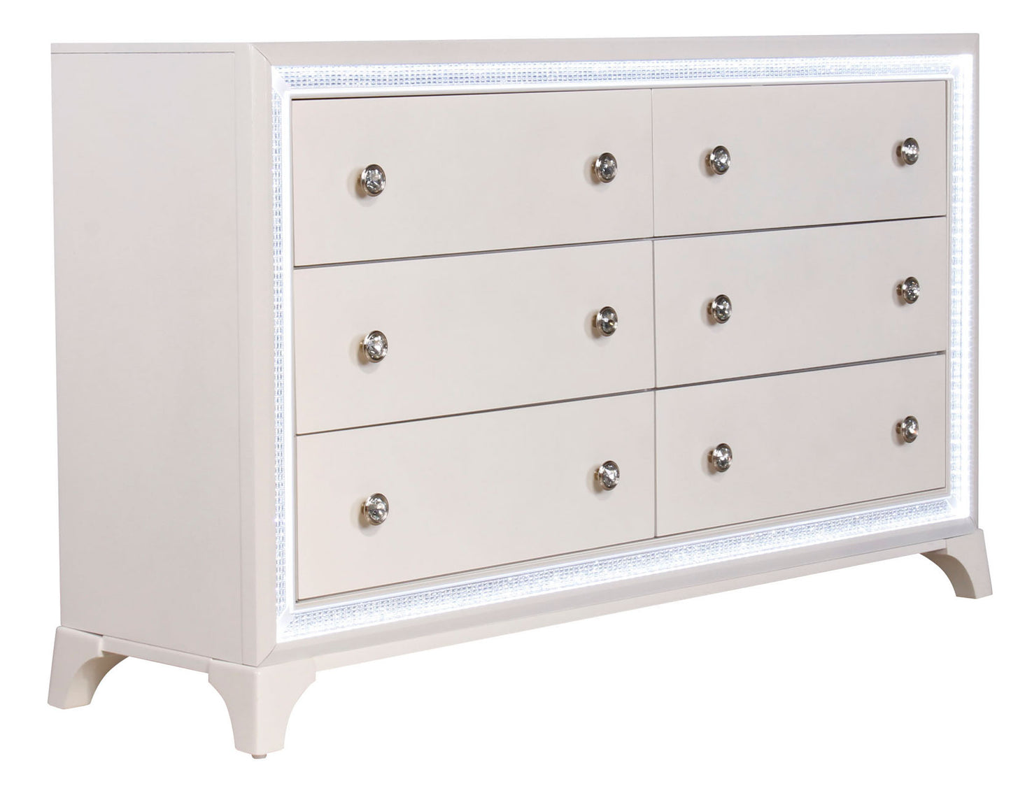 Cassie Illuminating Glam 58″ Dresser, Shimmering Pearl Finish