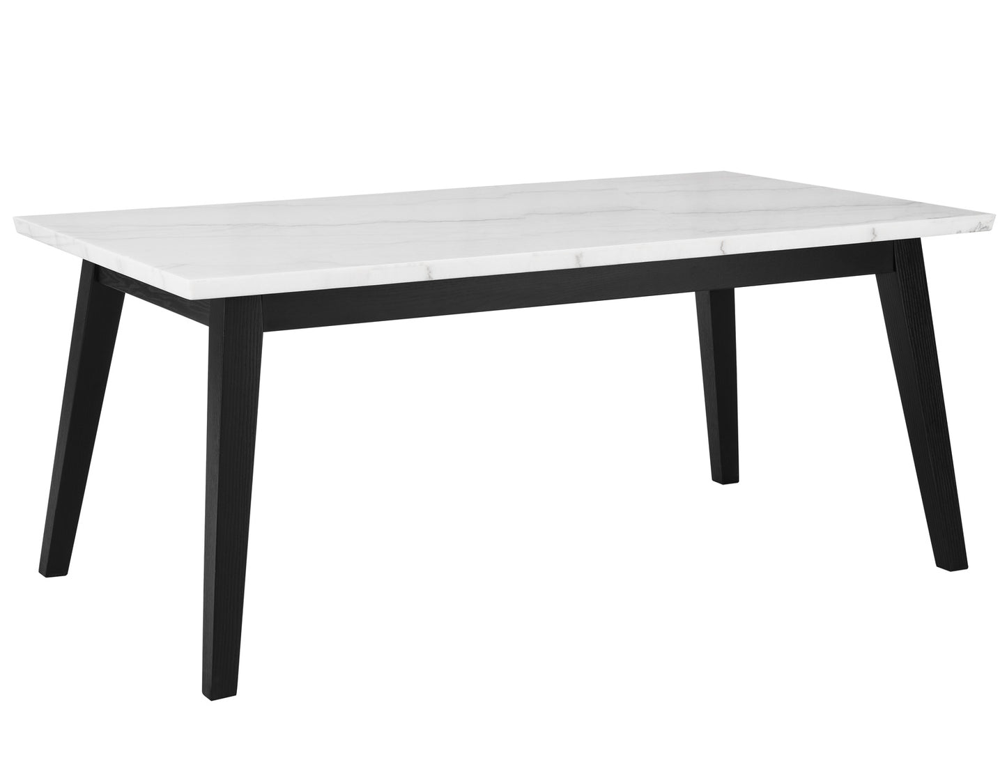 Vida 72" White Marble Top Dining Table, Black Finish