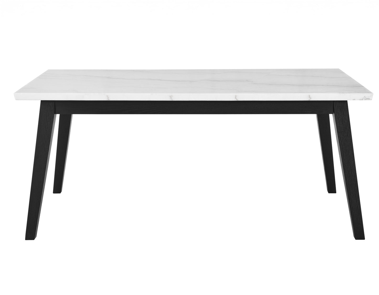 Vida 72" White Marble Top Dining Table, Black Finish