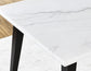 Vida 72" White Marble Top Dining Table, Black Finish