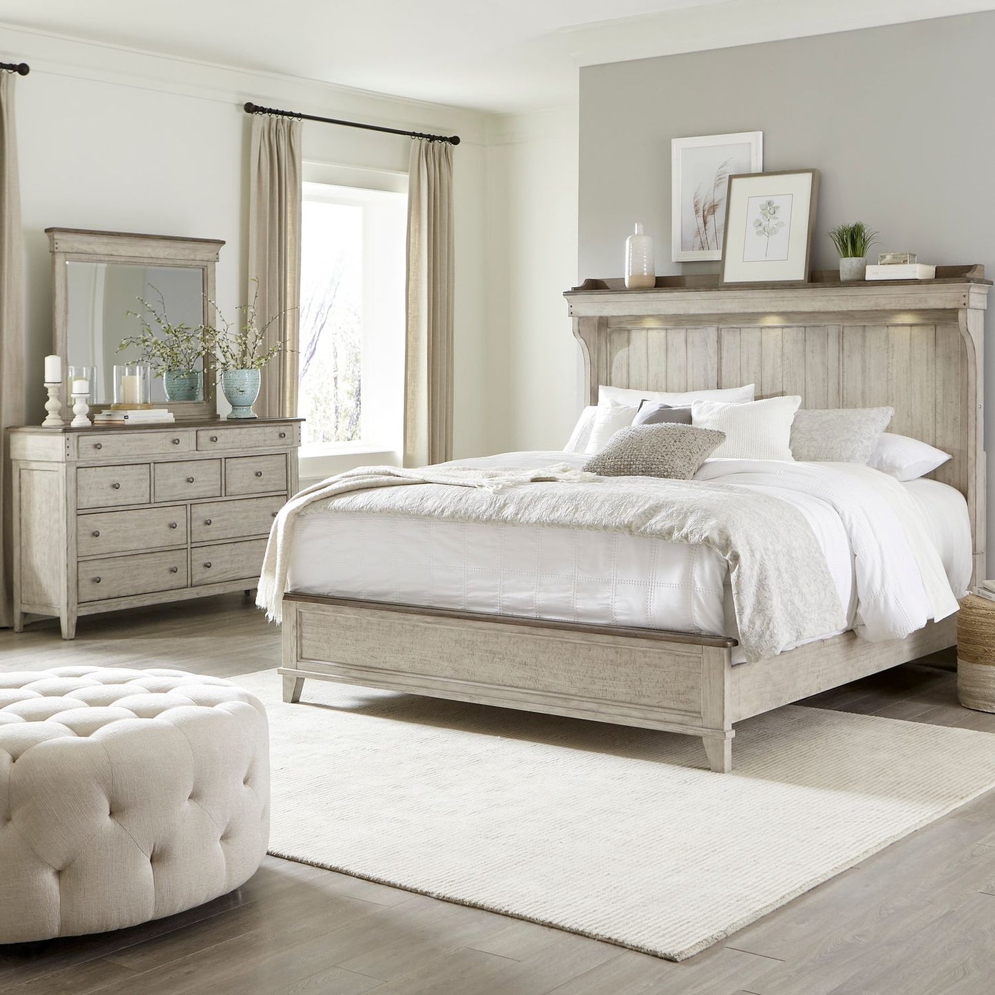 Ivy Hollow - King California Mantle Bed, Dresser & Mirror