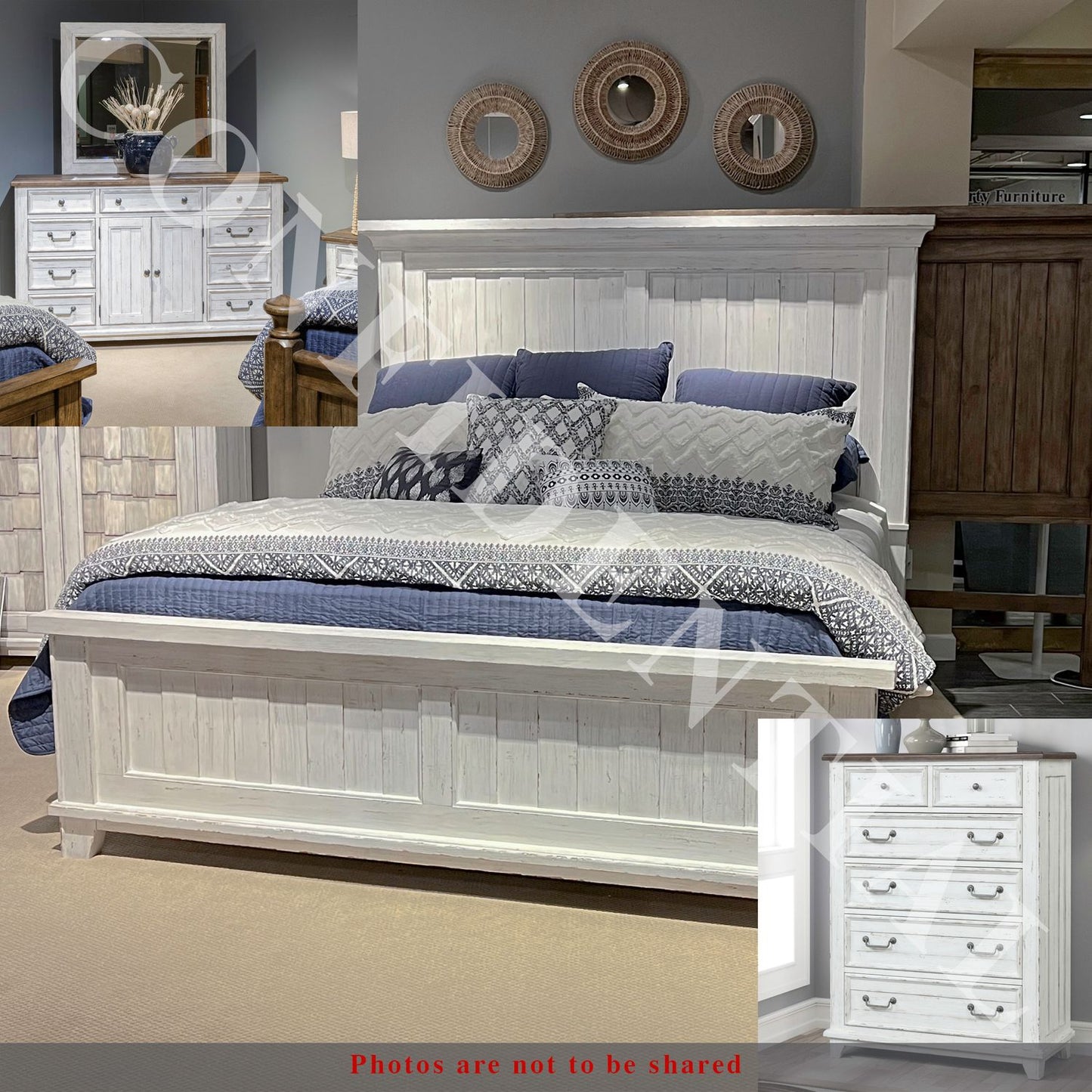 River Place - King California Panel Bed, Dresser & Mirror, Chest