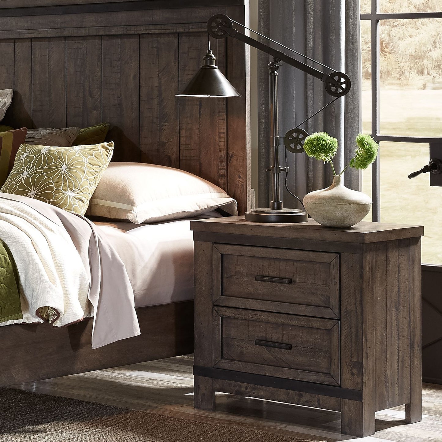 Thornwood Hills - King Bookcase Bed, Dresser & Mirror, Night Stand