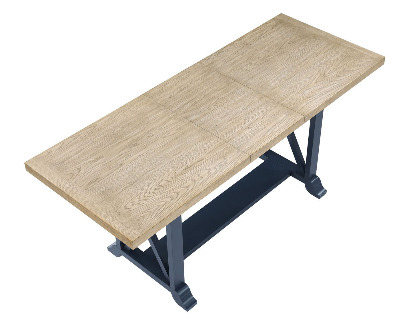 Darcy 64-82"Counter Table with 18-inch leaf, Midnight Blue and Natural Finish