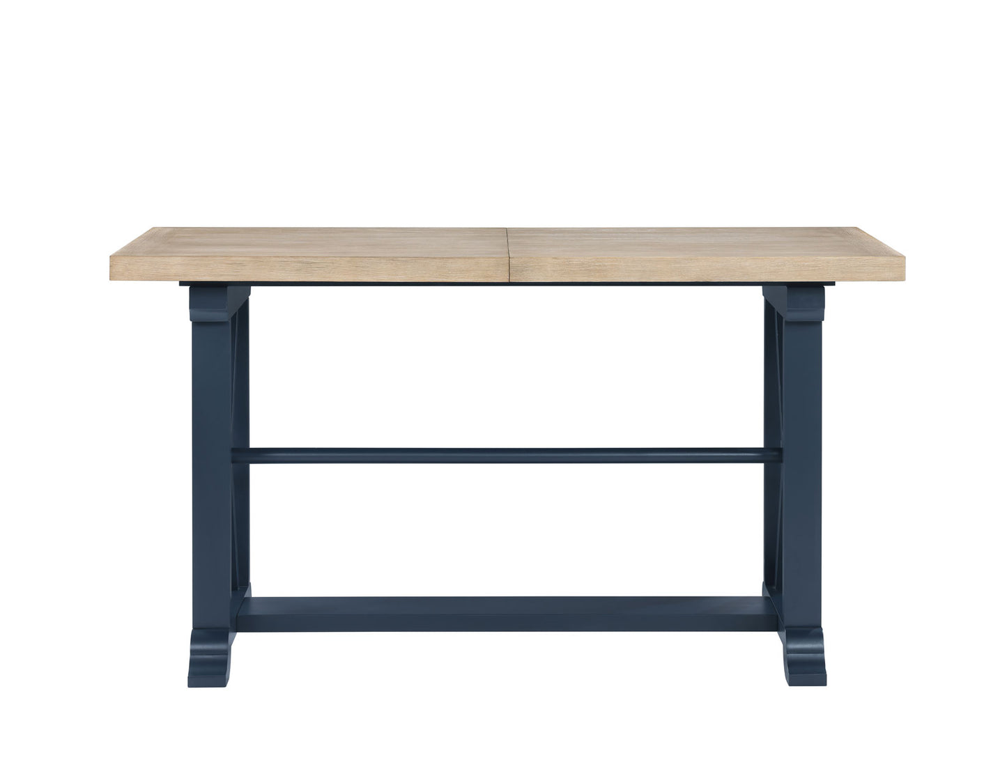 Darcy 64-82"Counter Table with 18-inch leaf, Midnight Blue and Natural Finish