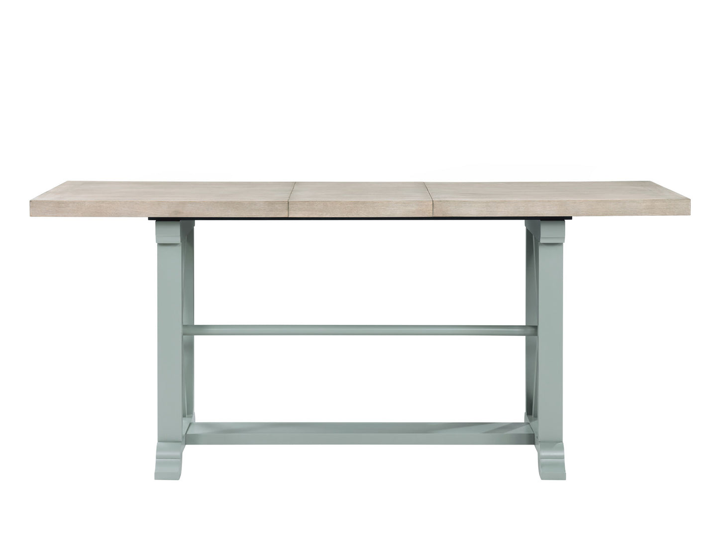 Darcy 64-82"Counter Table with 18-inch leaf, Mint Green and Natural Finish