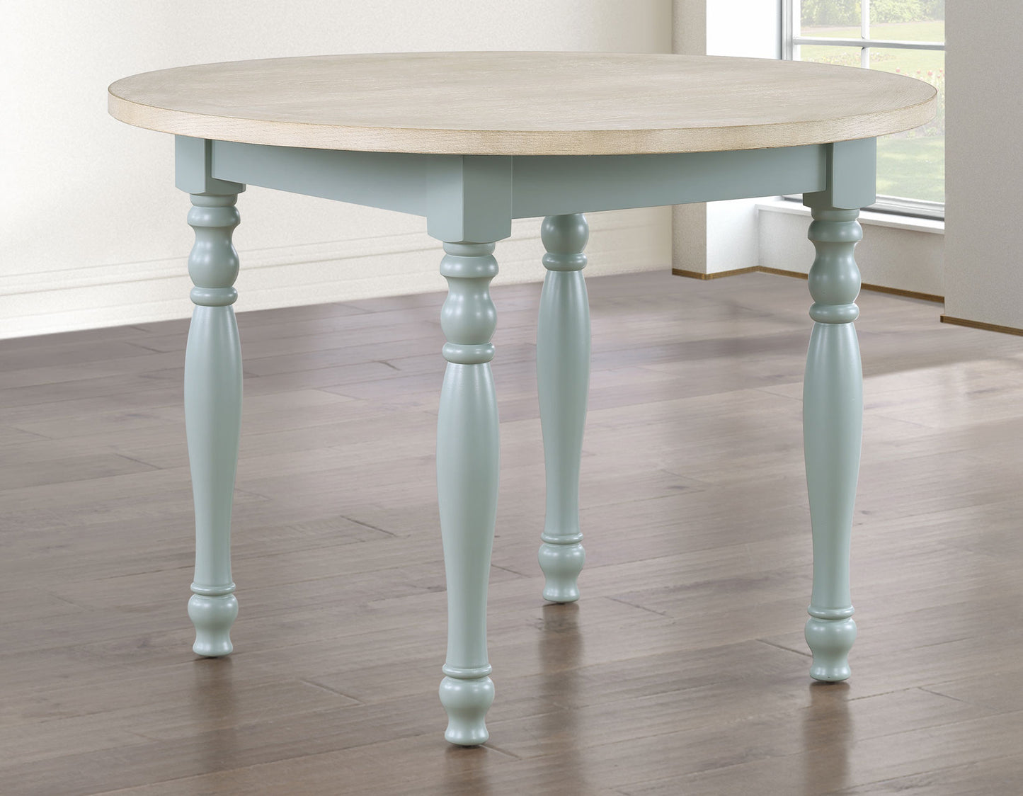 Darcy 42" Round 5-Piece DIning Set, Mint Green and Natural Finish