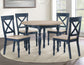 Darcy 42" Round Dining Table, Midnight Blue and Natural Finish