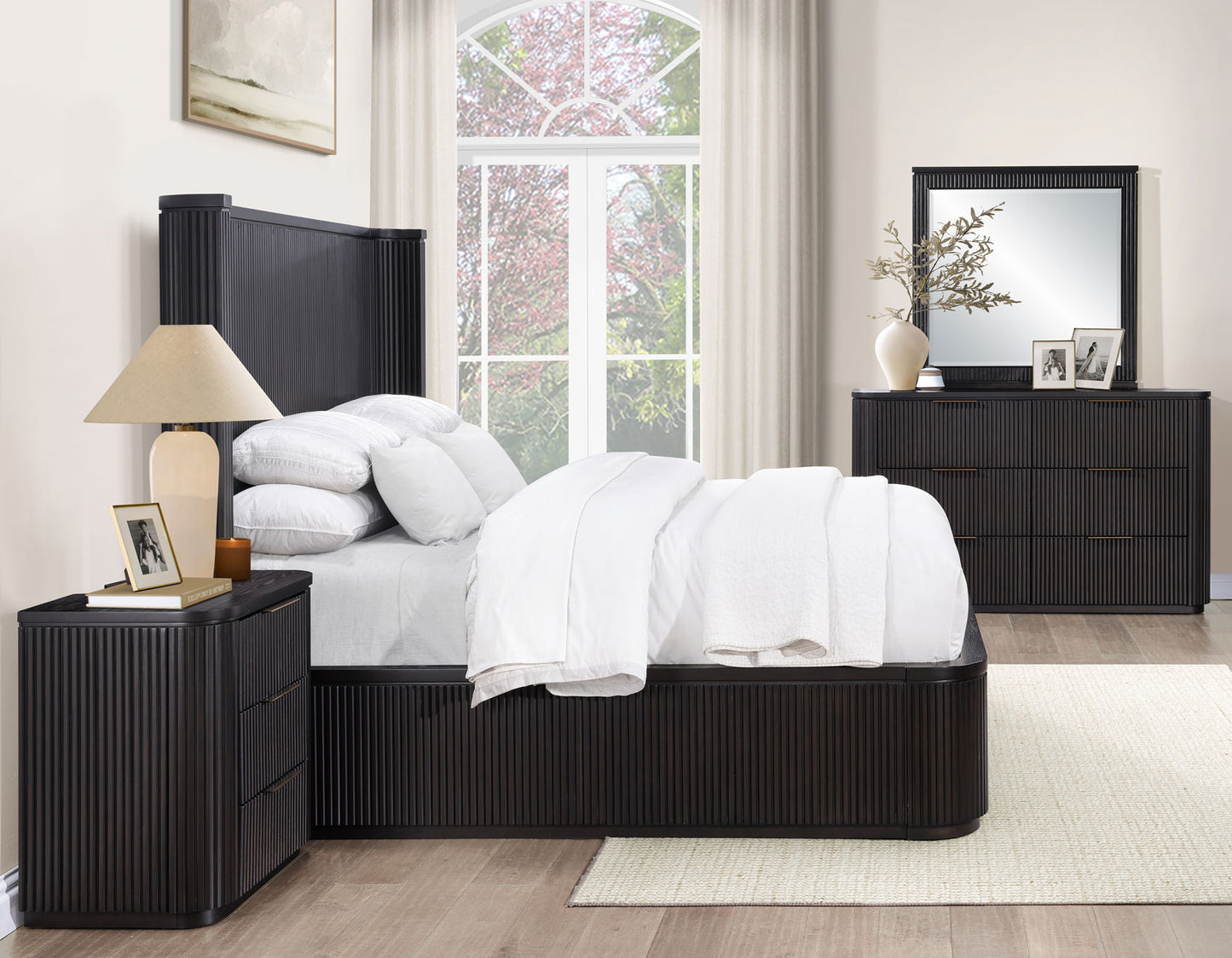 Henry Reeded King 4-Piece Bedroom Set, Espresso Finish