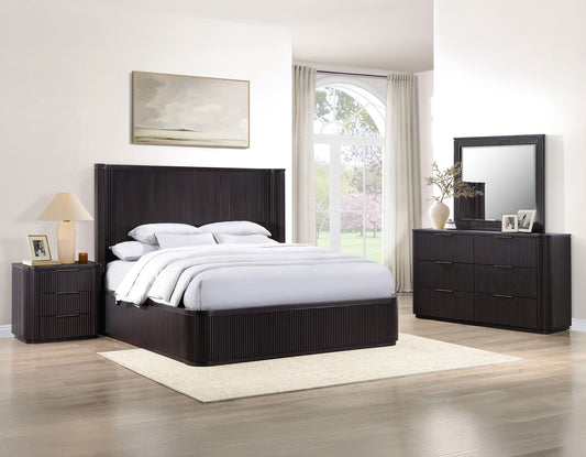 Henry Reeded King 4-Piece Bedroom Set, Espresso Finish