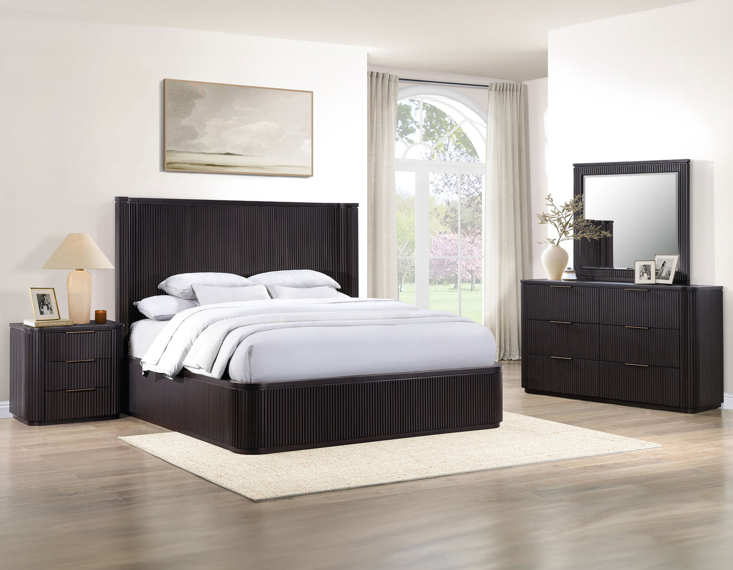 Henry Reeded King Bed, Espresso Finish