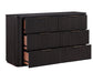 Henry 65" 6-Drawer Reeded Dresser, Espresso Finish