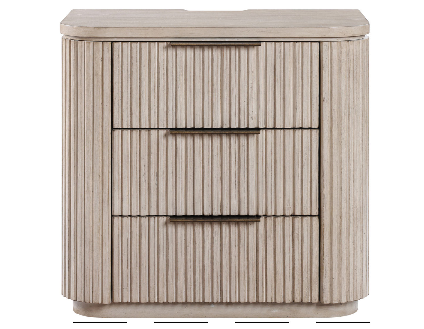 Henry Reeded 3-Drawer Nightstand with USB & Electric Outlets, Tan Finish