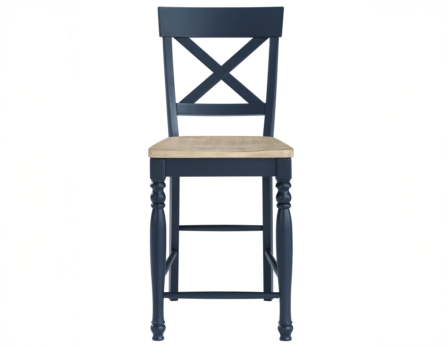 Darcy Solid Wood 24" Counter Stool, Midnight Blue and Natural Finish