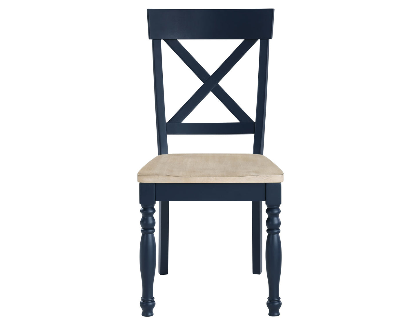 Darcy Solid Wood Side Chair, Midnight Blue and Natural Finish