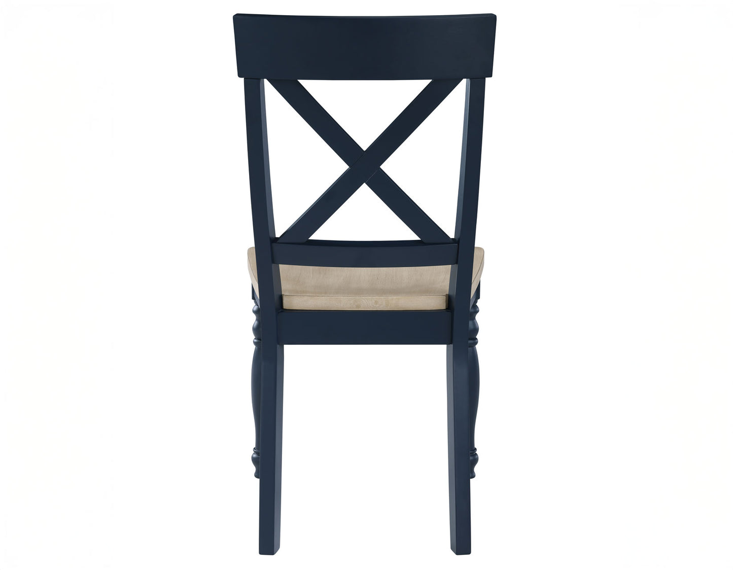 Darcy Solid Wood Side Chair, Midnight Blue and Natural Finish