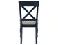 Darcy Solid Wood Side Chair, Midnight Blue and Natural Finish